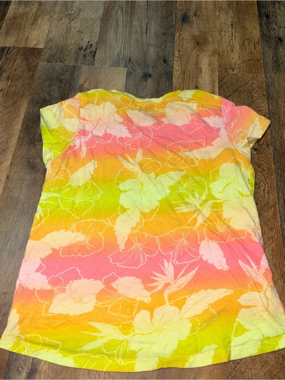 Old Navy Girls' Neon Floral Stripe Tee - Pink, Yellow, Orange